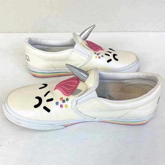 Vans x Flour Shop Leather Rainbow Unicorn Slip On Sneakers Size 5 - Picture 4 of 10